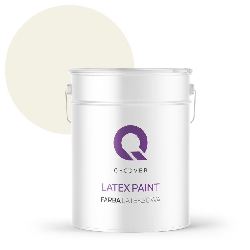 Farba Lateksowa Do Ścian i Sufitów Q-Cover Biel złamana w żółty H6984 Głęboki Mat 10L