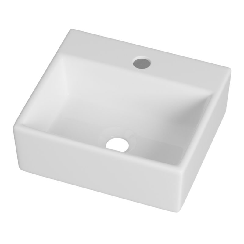 Umywalka Nablatowa Łazienkowa Granitan Lino Prostokątna Ceramiczna Biała 1szt.