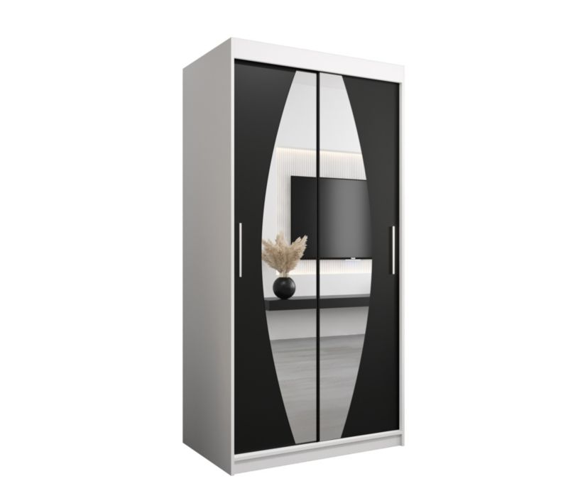 Szafa przesuwna Garderoba Abiks ELYPSE 100 biały mat + czarny mat 1 szt.