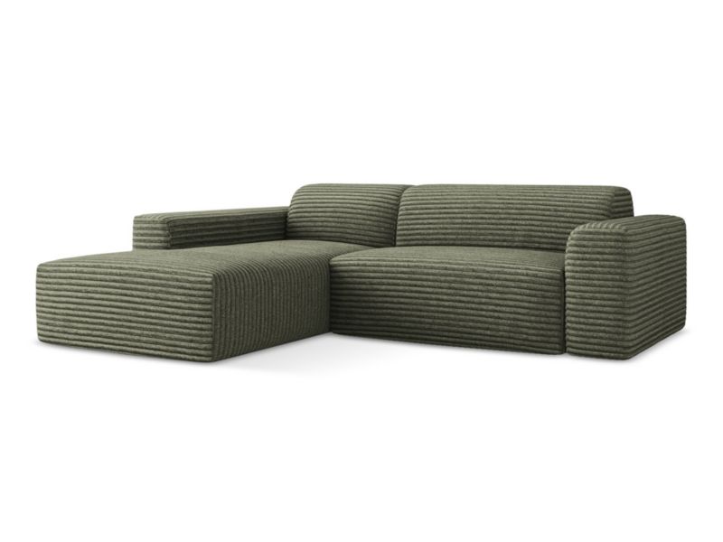 Narożnik lewostronny LaMiaSofa BOVA z tkaniny sztruksowej 270x190 cm oliwkowy 1 szt.