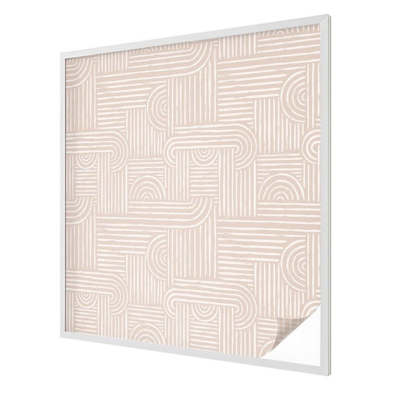 Witraż na Folii Samoprzylepnej Wallfluent 100x100 cm Folia Mrożona Dekoracyjna Nowoczesne beżowe linie i łuki 1 rol.