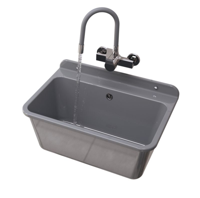 Zlewozmywak gospodarczy szary granitan large zestaw komora techniczna bateria syfon 1 kpl.
