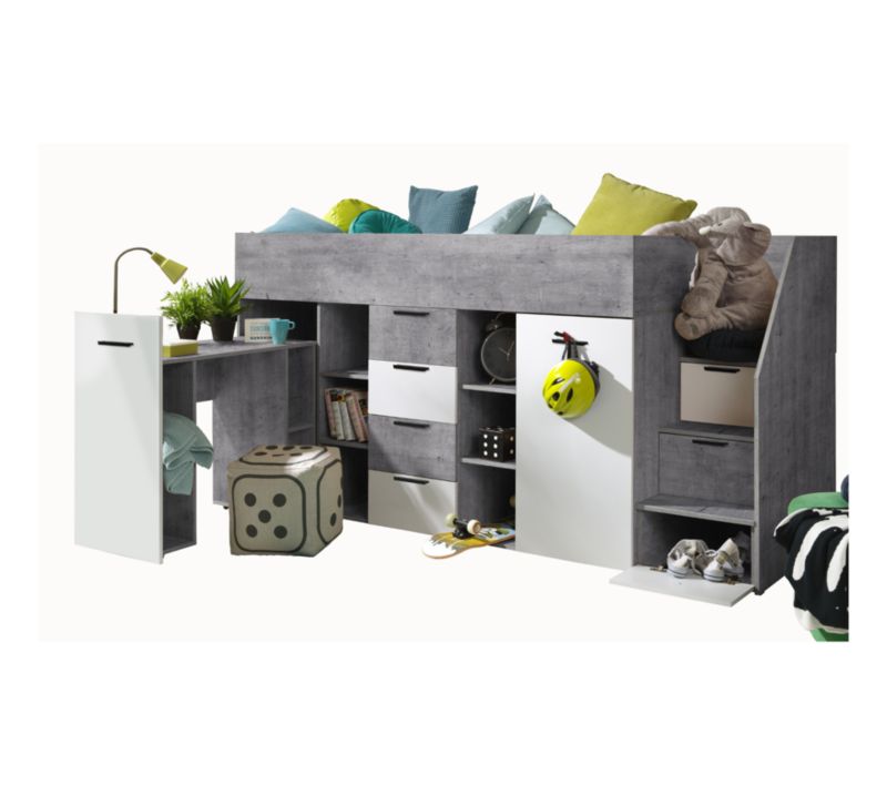 Łóżko piętrowe Antresola Abiks KONKRET 3 biały prawe 1 szt.