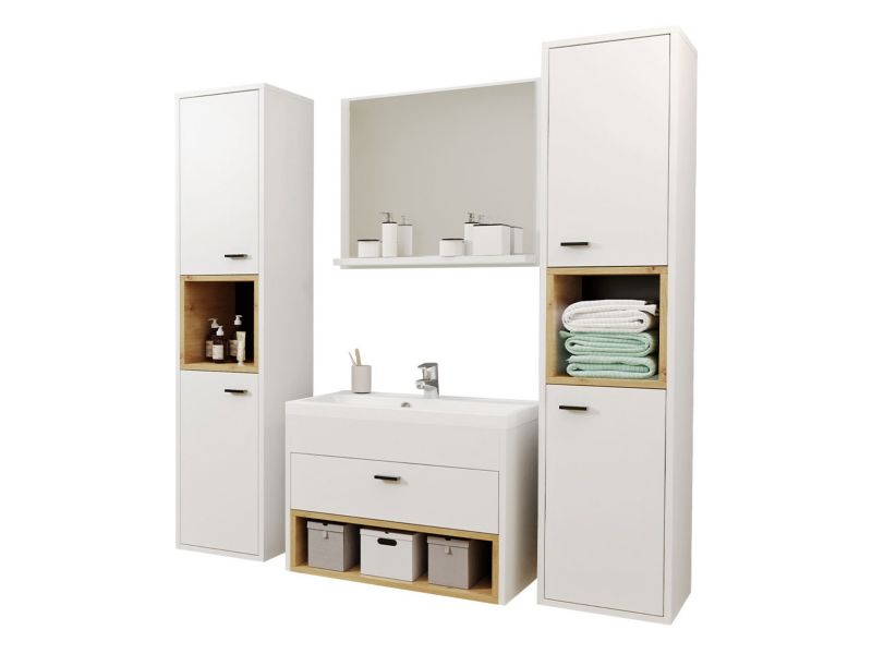 Meble łazienkowe MIRJAN 24 Olier II biały + dąb artisan 1 kpl.