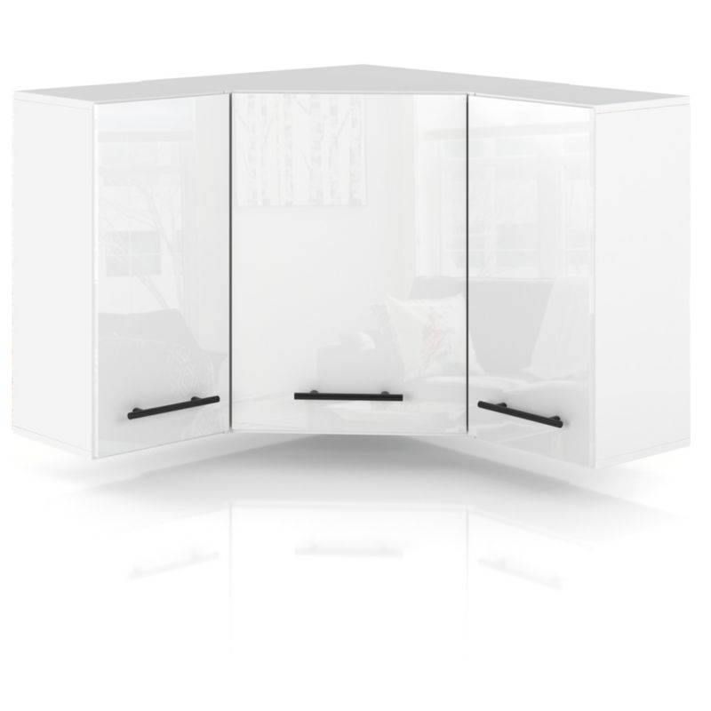 Szafka Kuchenna Hurtownia-Mebli Wisząca Narożna GN90X90 sPremium 90cm Biały Mat Biały Połysk 90x32x72 cm 1szt.
