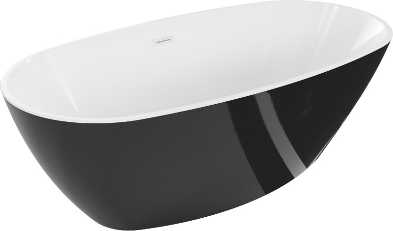 Wanna wolnostojąca Mexen Eris biała czarna 155x80 cm 53441558075-201 szt.