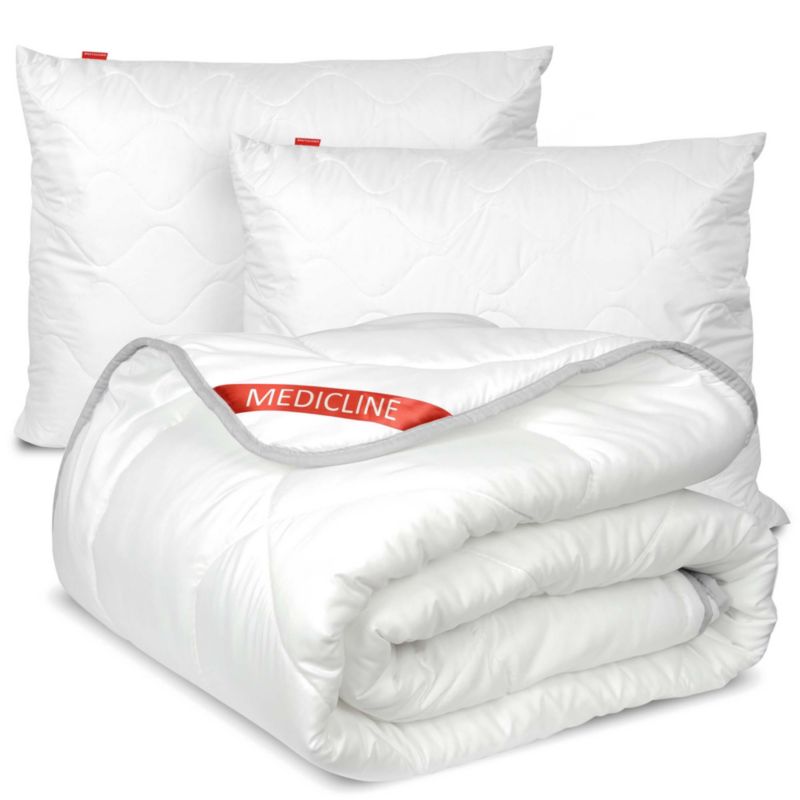 Kołdra Antyalergiczna EDANTI Całoroczna Silikon 160x200 cm Dwie Poduszki 70x80 cm Zestaw