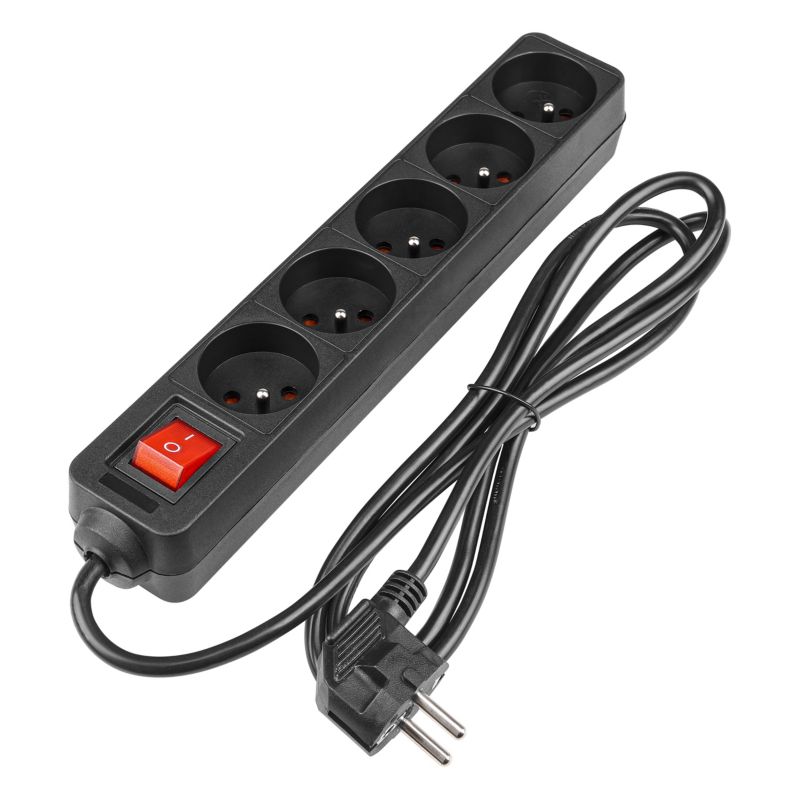 Przedłużacz listwa zasilająca MasterLED Silo 5 gniazd 1.5m włącznik uziemienie czarny 1 szt.