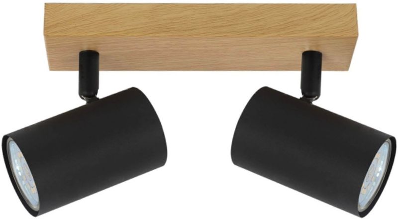 Spot Quentin 2 x GU10 drewno / czarny