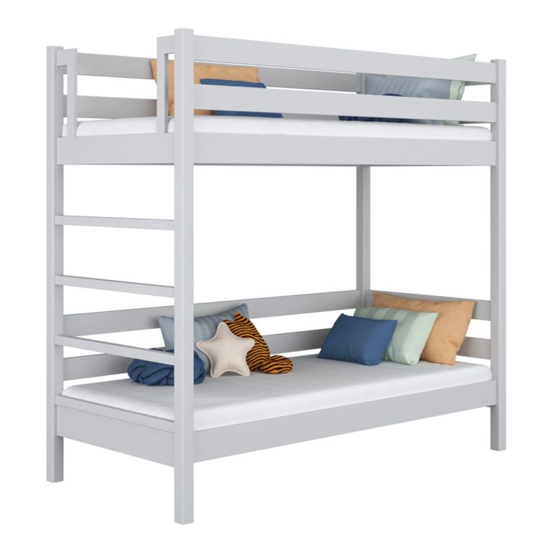 Drewniane łózko piętrowe N-WOOD N03 90x180 popielaty 1 szt.