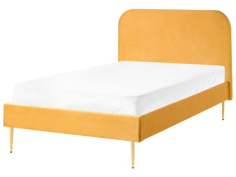 Łóżko Welur Flayat 120 x 200 cm Żółty 1 szt.