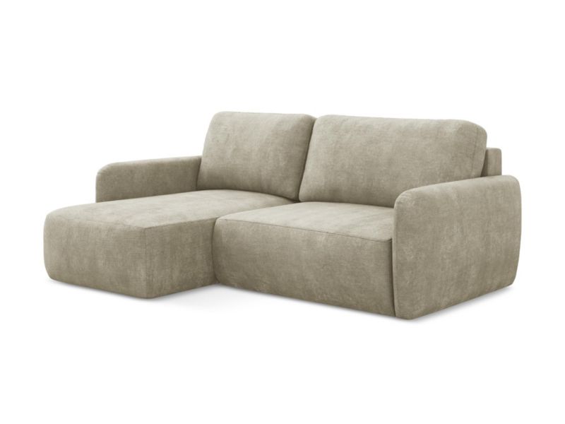 Narożnik lewostronny z funkcją spania LaMiaSofa CORLE z tkaniny szenilowej 207x148 cm beżowy 1 szt.