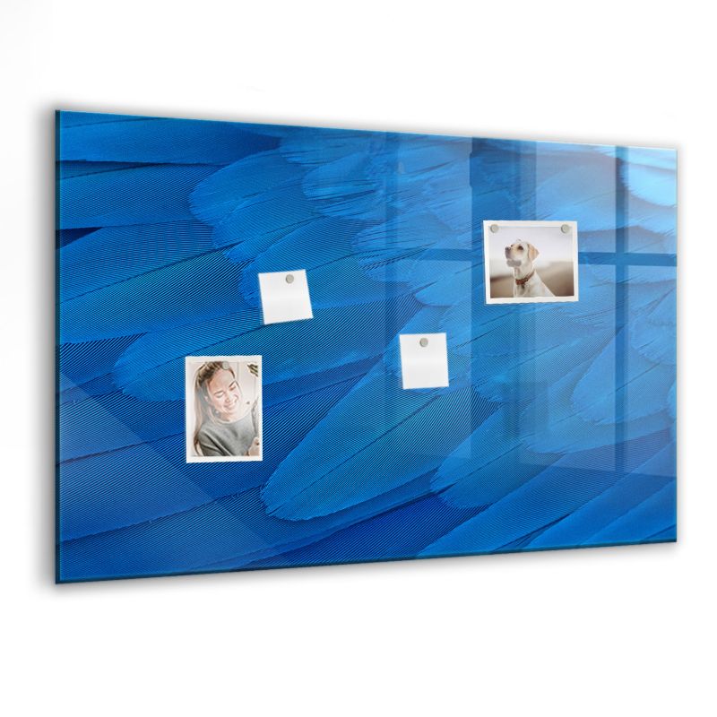 Szklana tablica magnetyczna Wallfluent 90x60 cm Pióro ptaka Biały marker 1 szt.