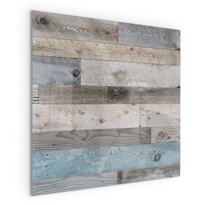 Szklana Podkładka Pod Kominek Kwadrat Wallfluent 60x60 cm Drewniane deski w wielu tonacjach 1 szt.