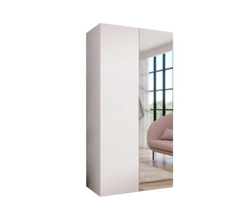 Szafa uchylna z lustrem otwierana Abiks SANDI 2 100 wys 202 cm Biały + Kaszmir 1 szt