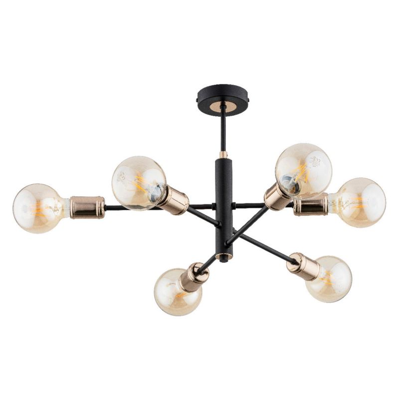 Lampa wisząca Alfa Oris 0338 czarno-złota industrialna 6xE27 x 15W 1 szt.