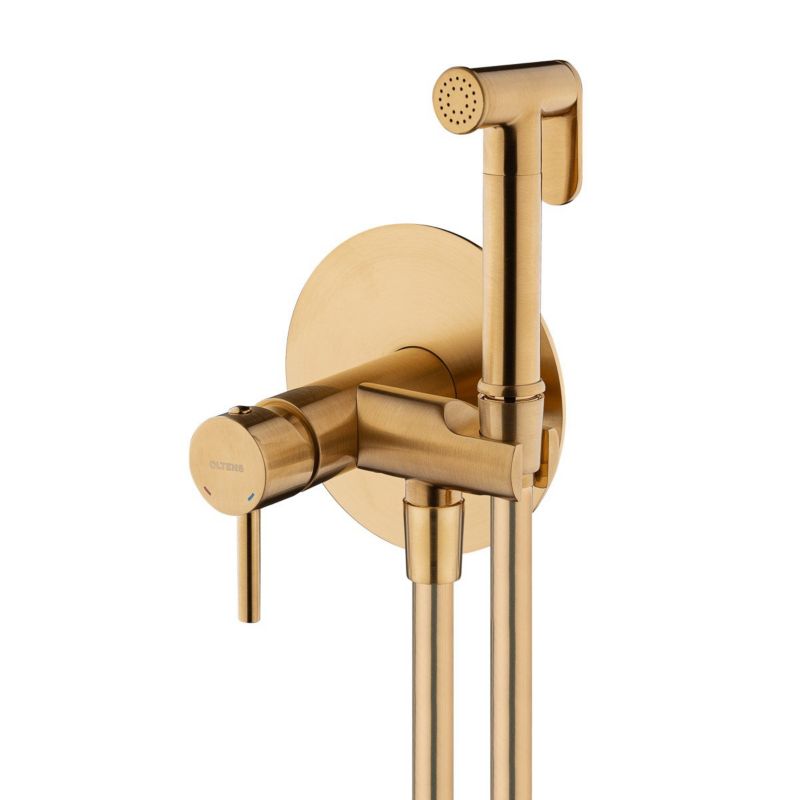 Bateria bidetowa Oltens Molle złoto szczotkowane podtynkowa z słuchawką 1 szt.