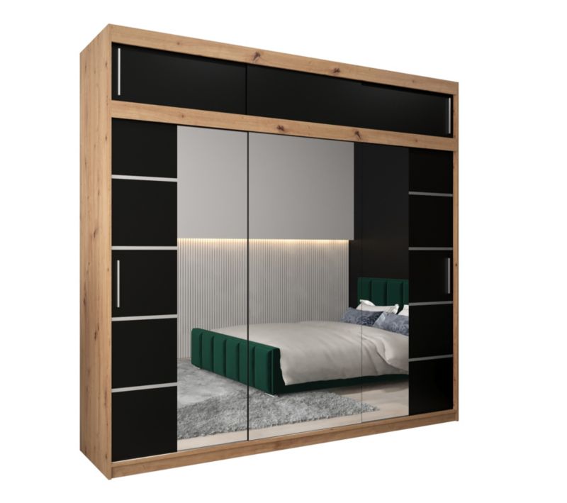 Szafa przesuwna Abiks Verona 4 250 artisan + czarny z nadstawką 1 szt.