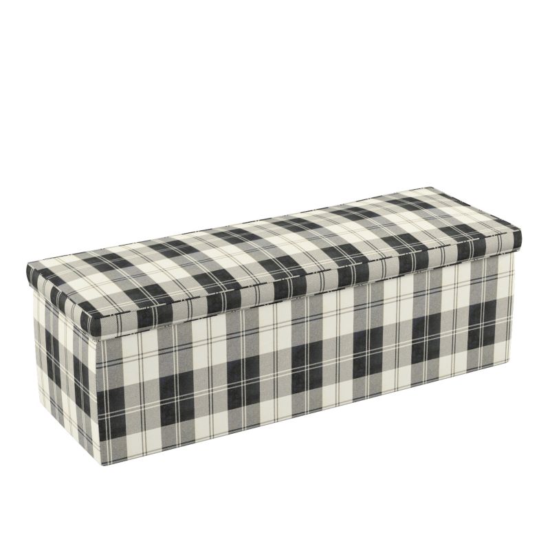 Skrzynia tapicerowana Dekoria 120 x 40 x 40 cm krata czarno-biała 1 szt.