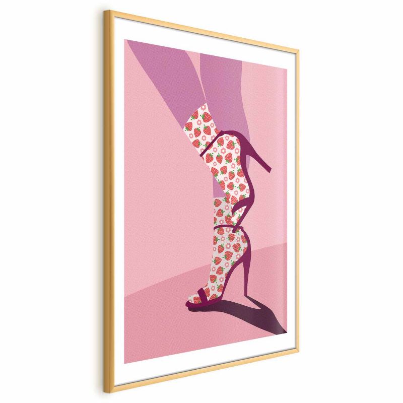 Plakat Artgeist Skarpetki w truskawki 21x30 cm z ramą złotą 1 szt