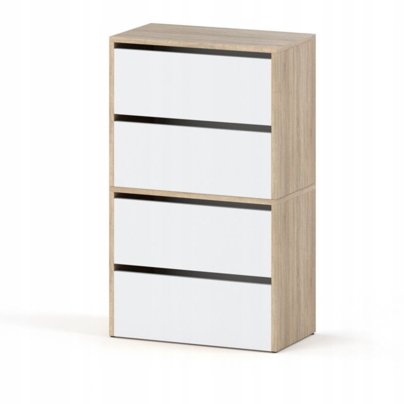 Szafka Na Buty Stiv-Meble 4 Drzwi 2 Moduły 60Cm Dąb Sonoma Biały Mat 60X36X100 Cm 1Szt.