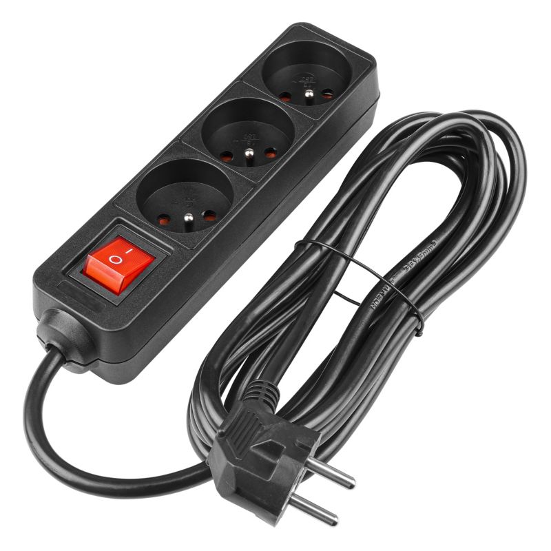 Przedłużacz listwa zasilająca MasterLED Silo 3 gniazda 3m włącznik uziemienie czarny 1 szt.