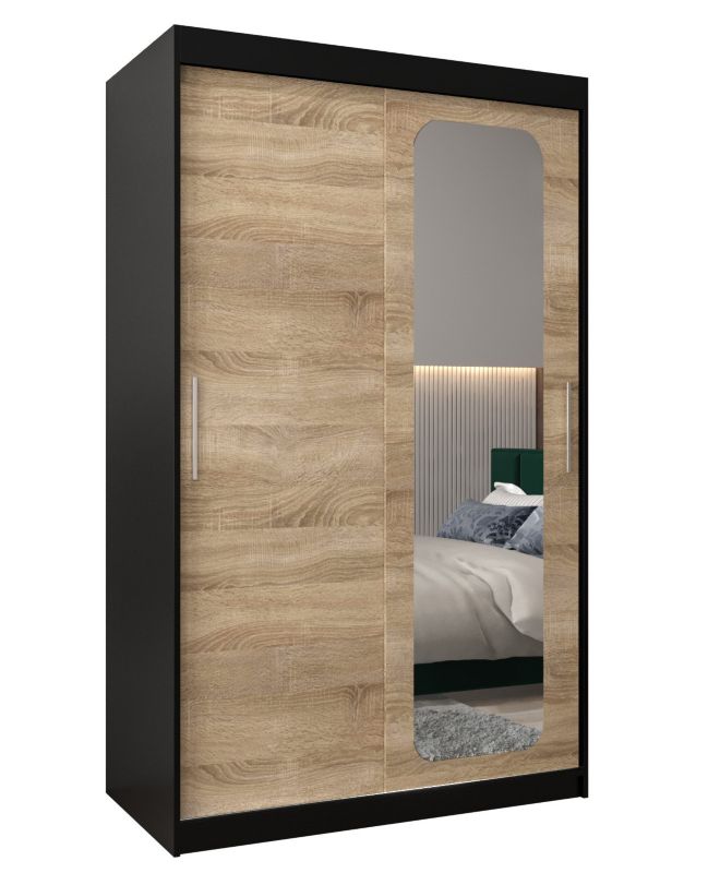 Szafa przesuwna Garderoba Abiks PROMO T2 120 czarny/sonoma 1 szt.