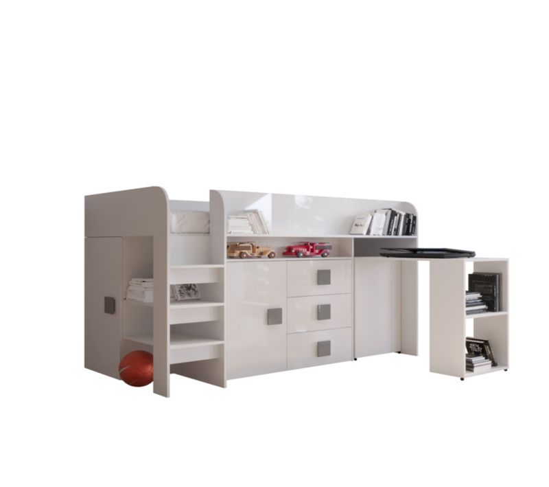 Łóżko piętrowe Antresola Abiks TOLEDO 1 biały + biały + szary 1 szt.