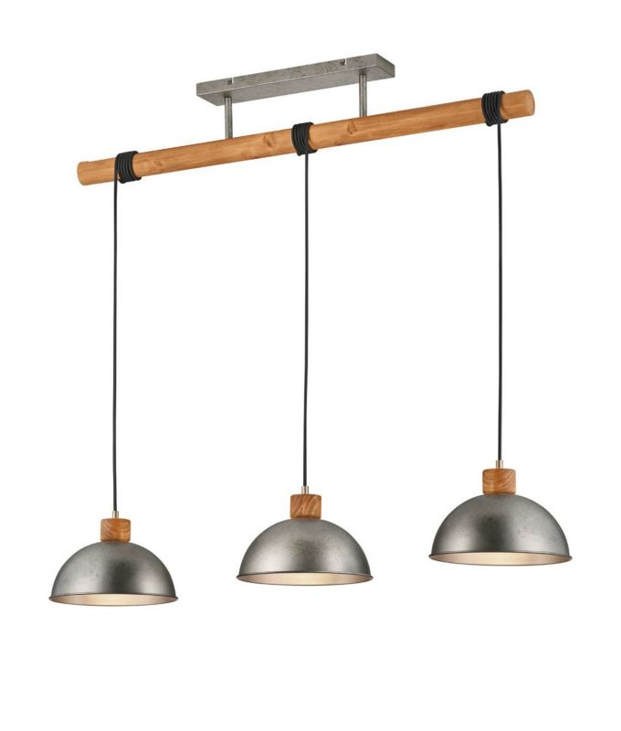 Lampa sufitowa wisząca Trio Delhi srebrno-jasne drewno wym: 215 x 107,5 x 25,5 cm 3xE27 x 1 szt.