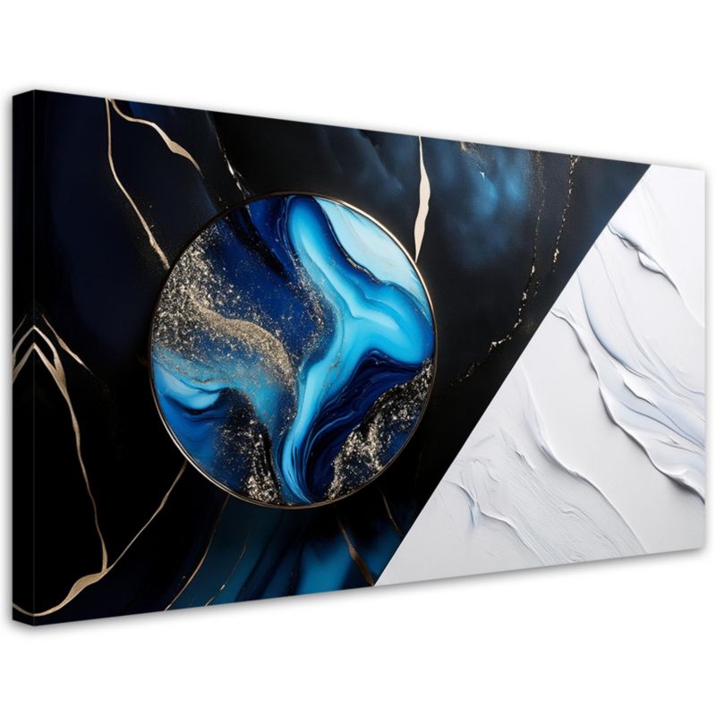 Obraz na płótnie Feeby Niebieska Abstrakcja ze Złotem Efekt 3D 80x40cm 1szt