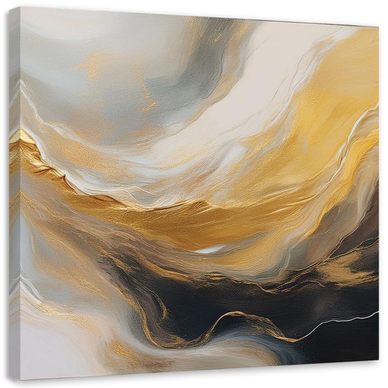 Obraz na płótnie Feeby Abstrakcja Marmur Tekstura Złoto Szary 60x60cm 1szt