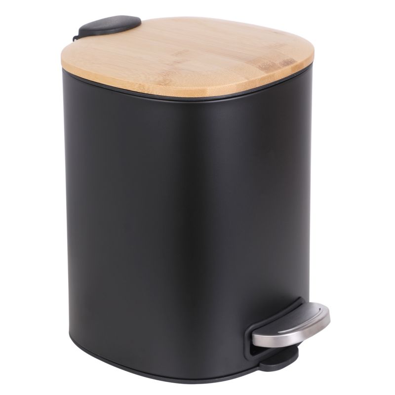 Kosz łazienkowy na śmieci Osti czarny bambus klapa wolnoopadająca 5L Yoka Home - 1 szt.
