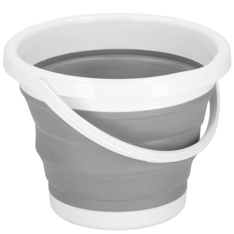Wiaderko składane Springos 10 L uniwersalny silikonowy pojemnik szaro-biały 1 szt.