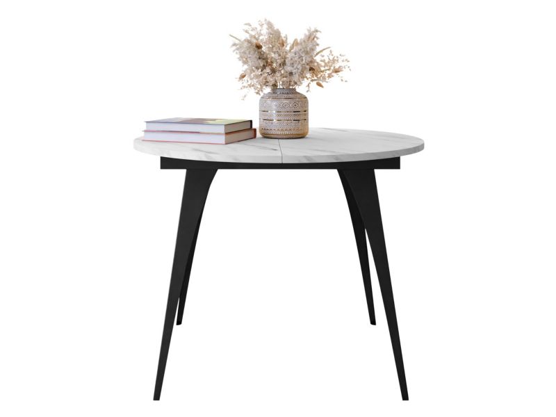 Stół okrągły rozkładany MIRJAN 24 Carmina 100 czarny/marmur bianco 1 szt.