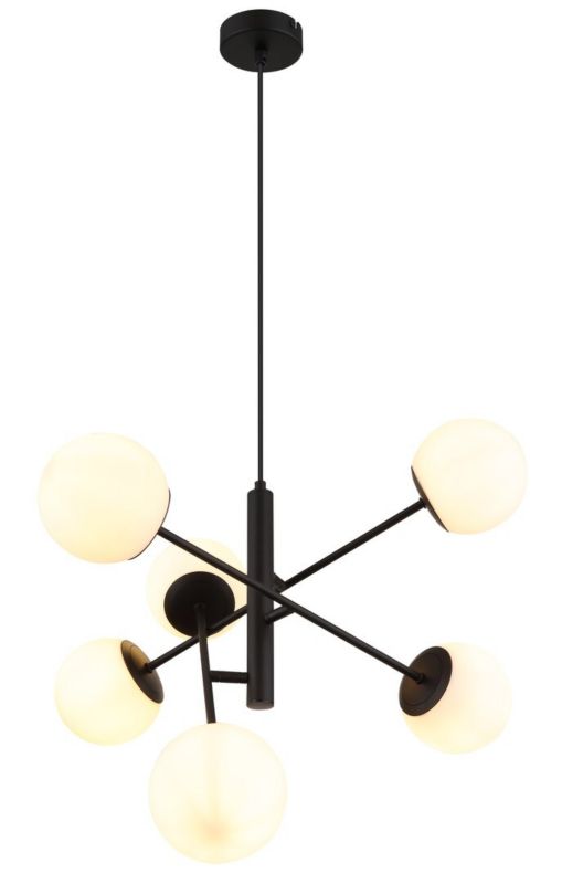 Lampa wisząca Rabalux Meduza czarny matowa-biała wym: 130 x 58 x 58 cm 6xE14 x 1 szt.