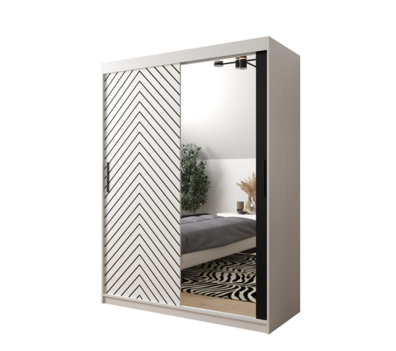 Szafa przesuwna Garderoba Abiks Jodełka 2 150 biały + biały 1 szt.