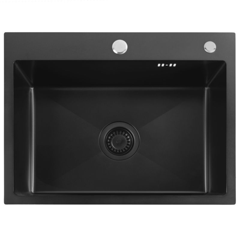 Zlewozmywak Stalowy Z Baterią Kuchenną Rea Liam Czarny 58X45X18,5Cm + Bateria Kuchenna Fresh Czarna 1 Szt