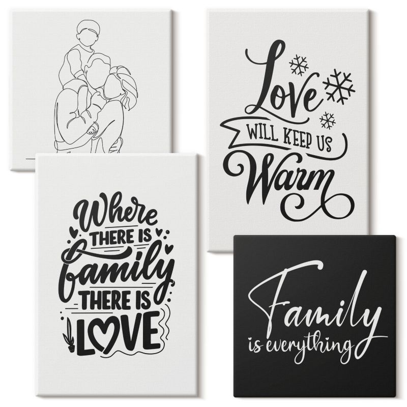 Tetraptyk Na Ścianę Do Biura Wallfluent Rodzina miłość ciepło dom 4 szt.