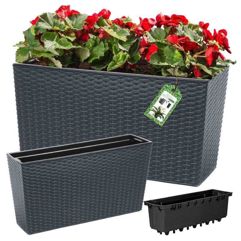 Doniczka Deco4Home Rattan skrzynka kwietnik antracyt 40x77cm 1 szt.