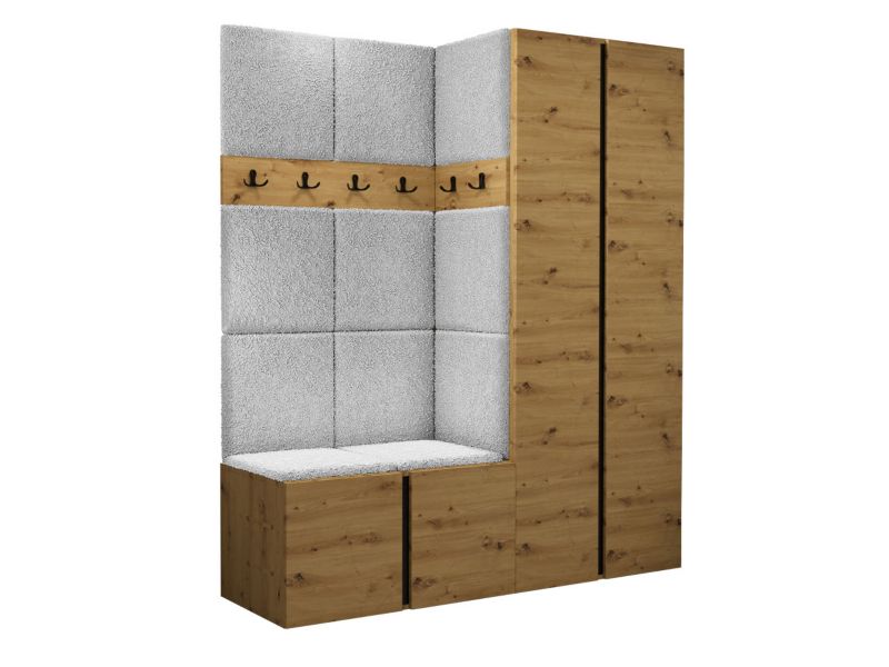 Garderoba MIRJAN 24 Orion III dąb artisan/czarny + szara bukla 1 kpl.