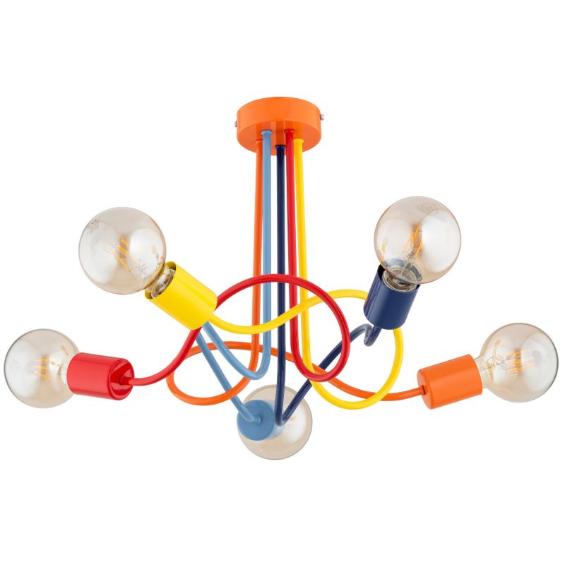 Lampa sufitowa wisząca Alfa Wingo 3070 multikolor dziecięca 5xE27 x 15W 1 szt.