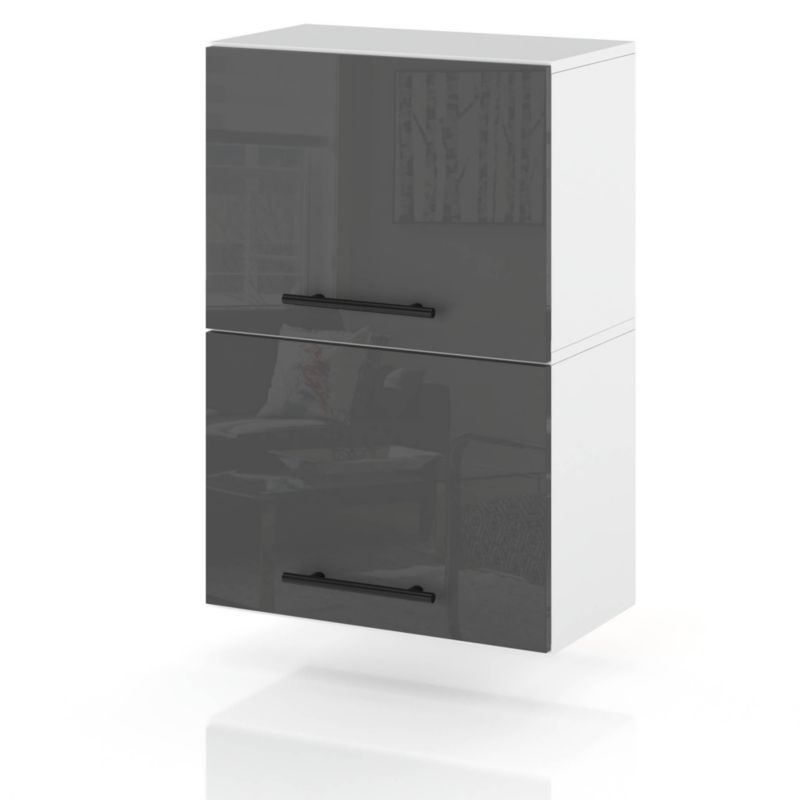 Szafka Kuchenna Hurtownia-Mebli Wisząca Klapowa W45K sPremium 45cm Biały Mat Szary Połysk 45x32x72 cm 1szt.