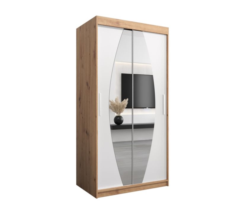 Szafa przesuwna Garderoba Abiks ELYPSE 100 dąb artisan + biały mat 1 szt.