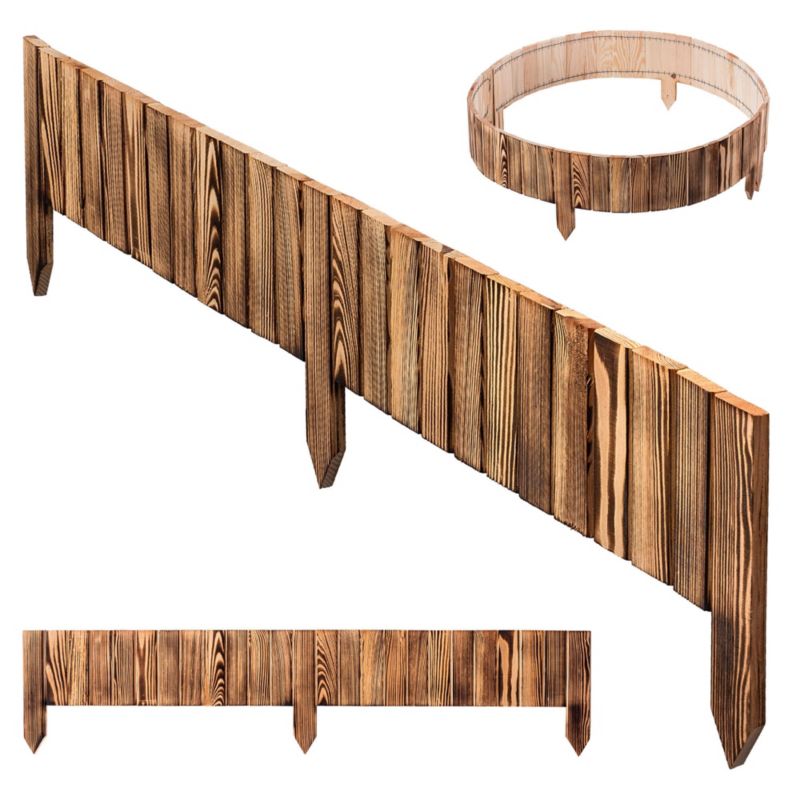 Obrzeże palisada ogrodowa KADAX drewniany płotek trawnikowy wbijany brąz 15 x 116 cm, 1 szt.