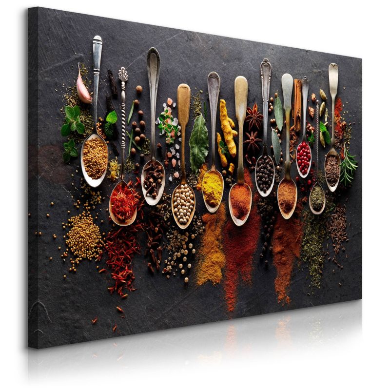 Obraz Muralo Przyprawy Sztućce Zioła 120x80 cm 1szt.