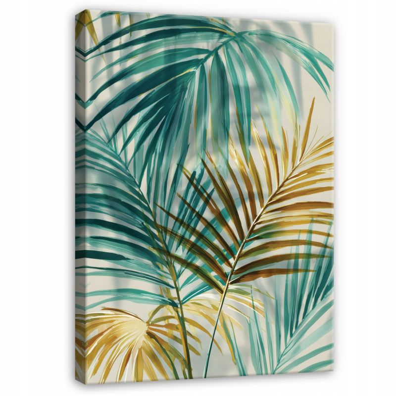 Obraz WALLARENA Do Sypialni Salonu Na Płótnie Liście Nowoczesny Abstrakcja Zielony 40x60 cm PP16226O4 1 szt.