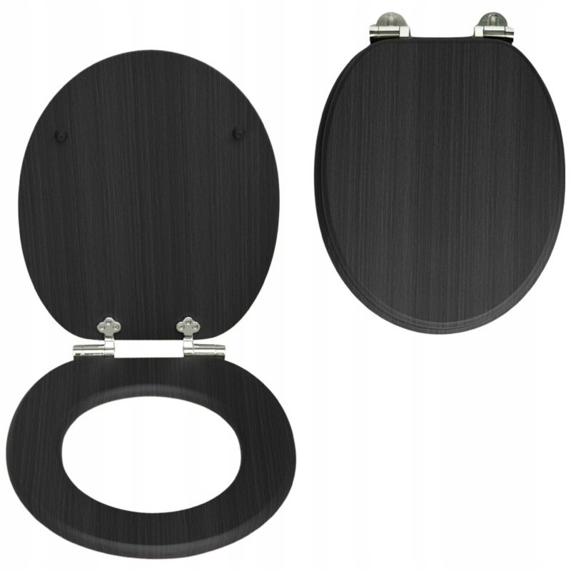 Deska sedesowa Rodeno wolnoopadająca czarna MDF 1 szt.