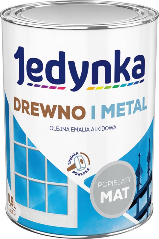 Emalia alkidowa Jedynka Drewno i Metal popielaty mat 0,9 l