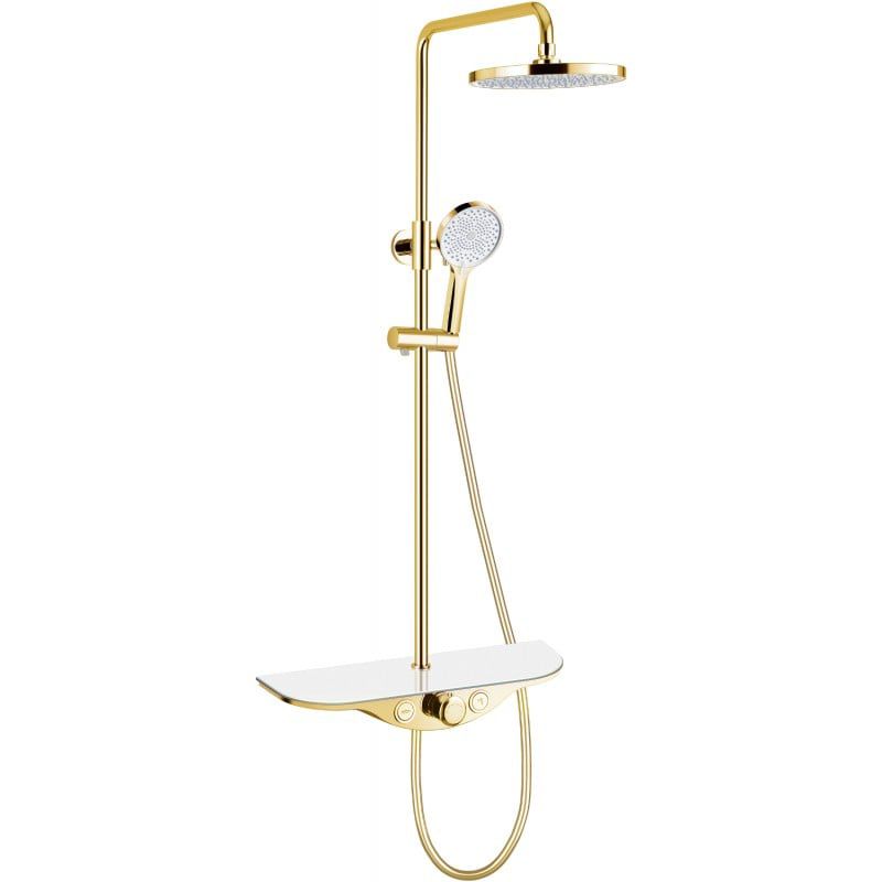 Zestaw prysznicowy z deszczownicą i baterią Mexen Exxo złoty/biały 1 szt.