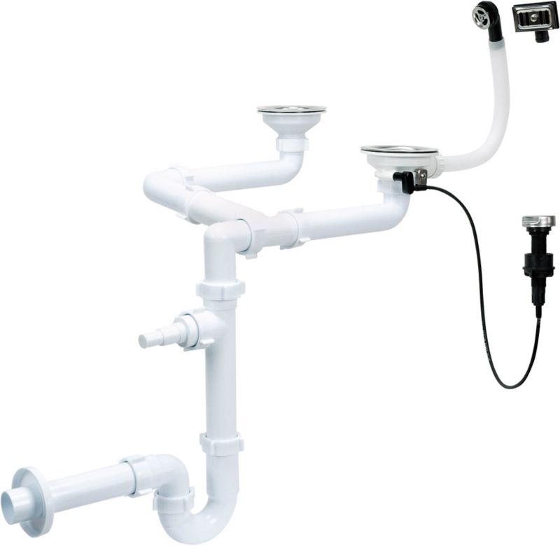 Syfon do zlewozmywaka 2-komorowego Ani-plast 90 mm automatyczny